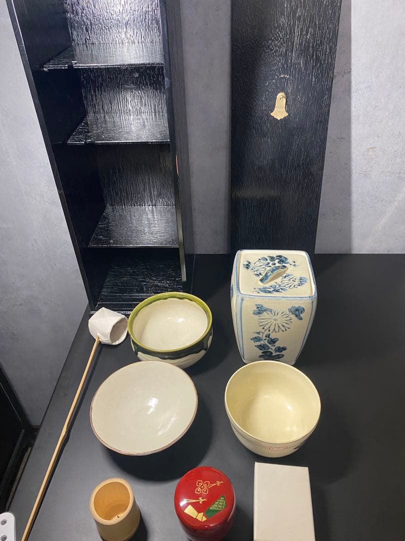 【未使用品】茶道具セット 短冊箱入り お点前セット 茶道 茶器 短冊箪笥