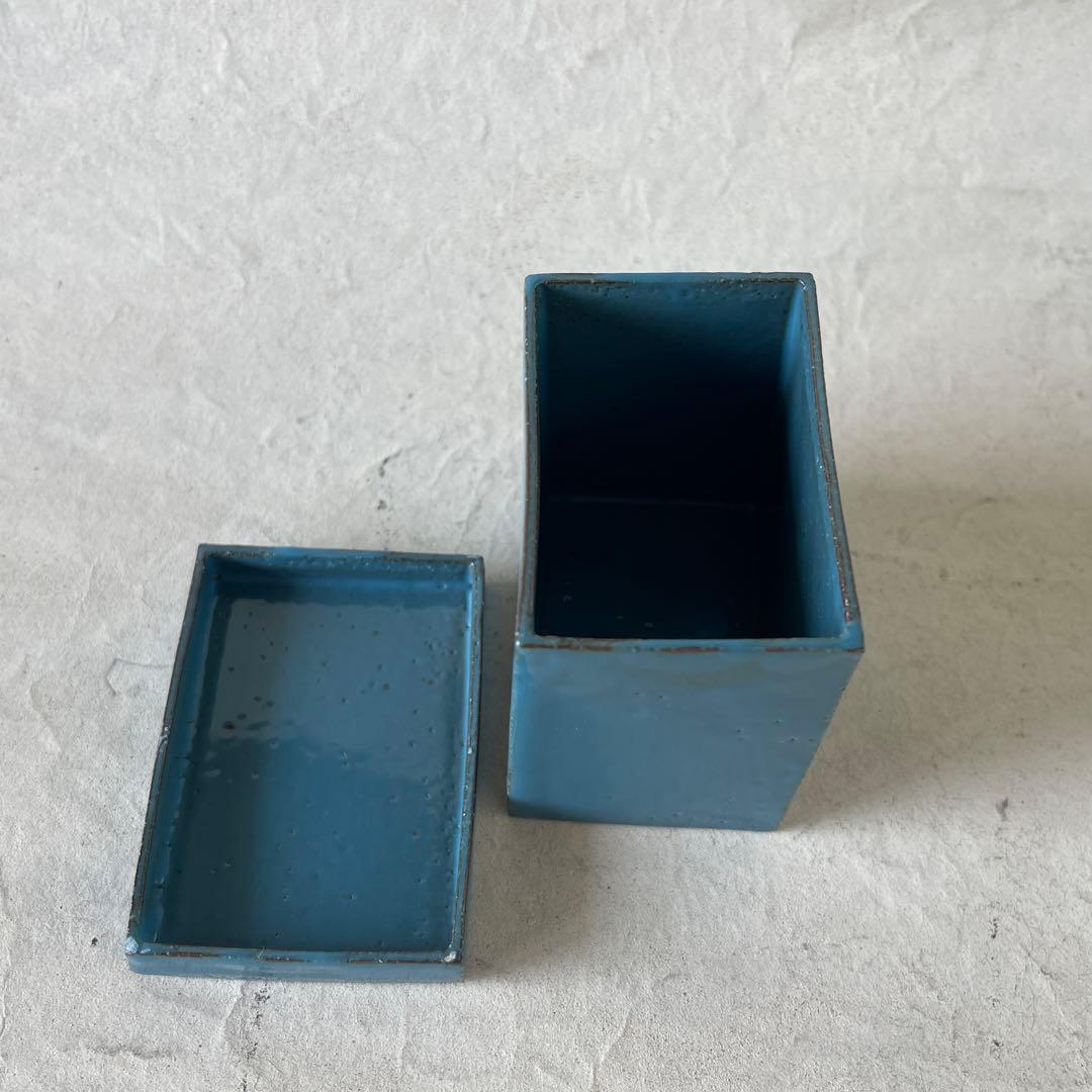 陶芸家　三笘修　青釉蓋物　茶道具　新品・未使用