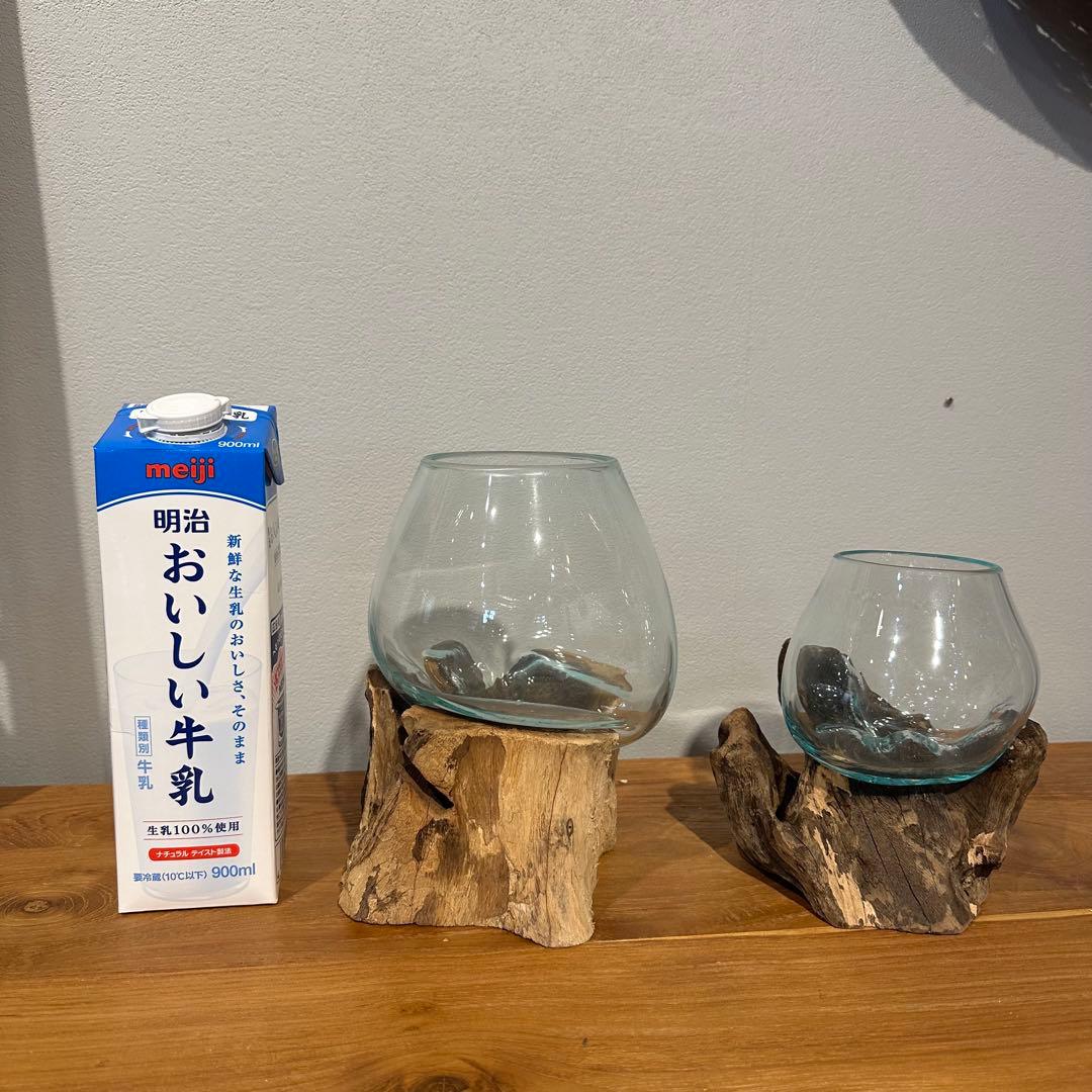 バリ島流木ガラス　w18×d14×h20cm 水槽　アクアリウムメダカ水槽802