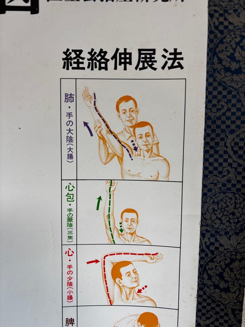 増永静人 経絡指圧診断治療要図 掛け軸 125cm 医療図 ヴィンテージ