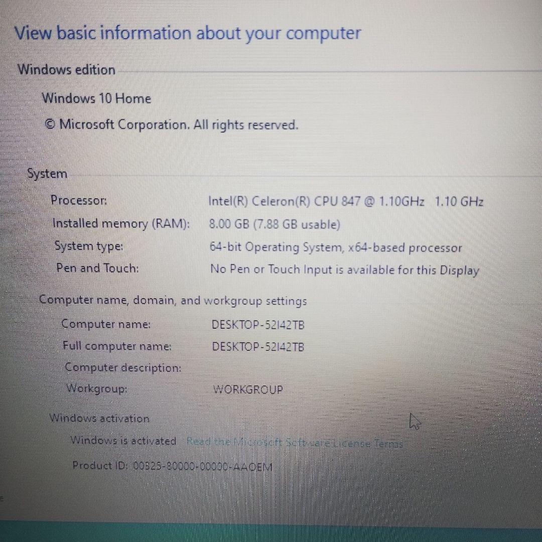 Toshiba Celeron 847 ノートPC 8GBメモリ