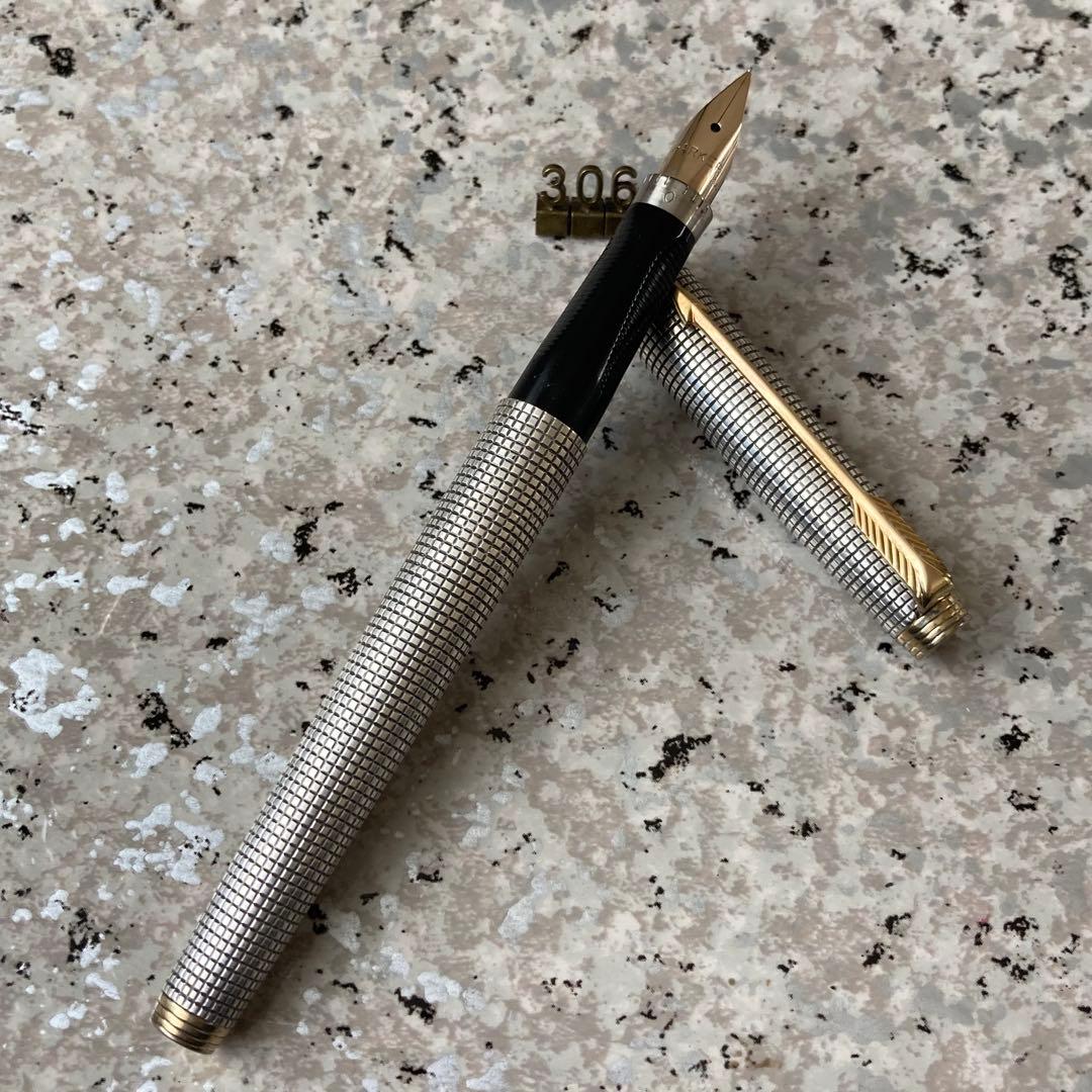 #306 オーバーホール済み 万年筆 PARKER パーカー シルバー 14k