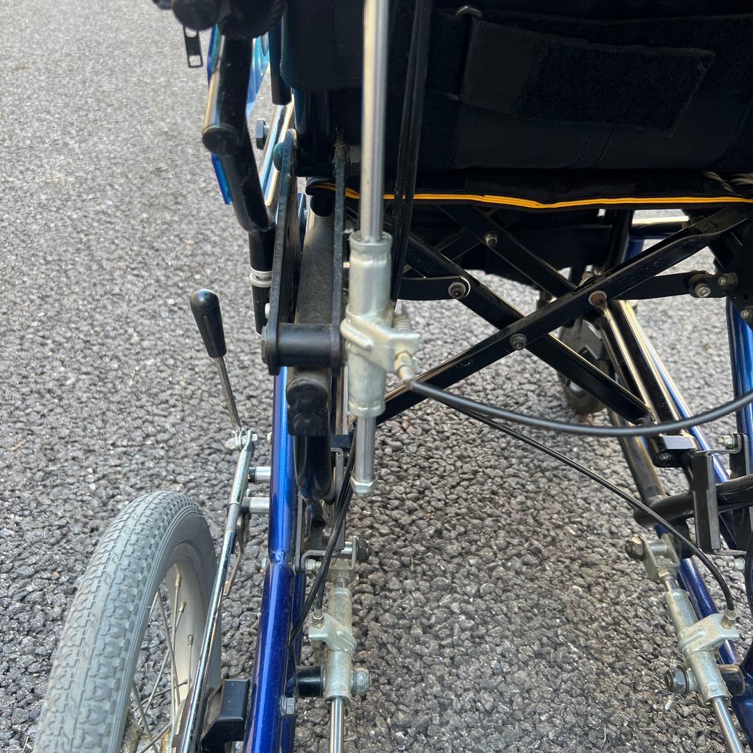 青 メッシュ 折りたたみ 介助用車椅子