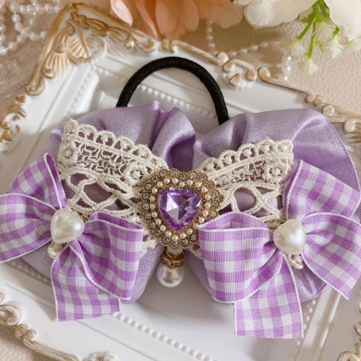 特別価格♡ハンドメイド ヘアアクセサリー♡フリルレース♡ポニーリボン