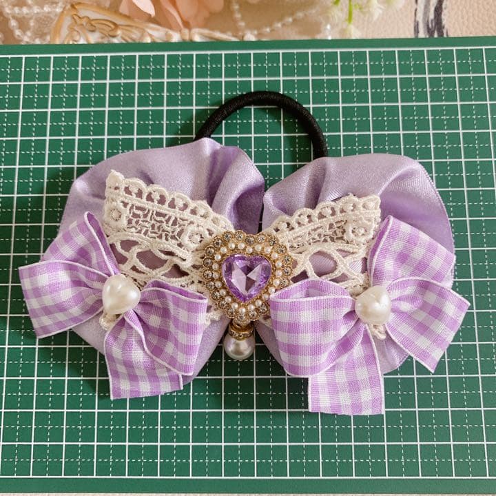 特別価格♡ハンドメイド ヘアアクセサリー♡フリルレース♡ポニーリボン