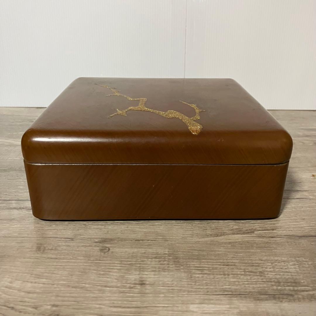 D-4 重箱 1段 蒔絵 漆器 小物入れ 松柄 銘あり 伝統工芸 和モダン