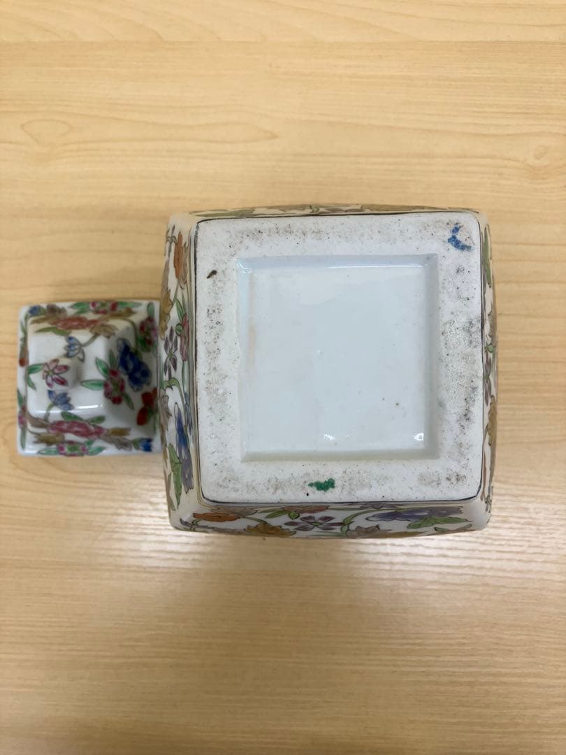 粉彩花蝶文蓋壷 唐物 骨董 中国古玩　生姜壺　ジンジャージャー