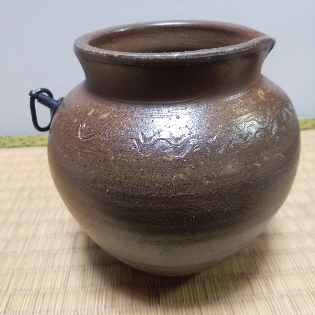 茶道具 備前 雀口掛花入 伊勢崎 卓 作