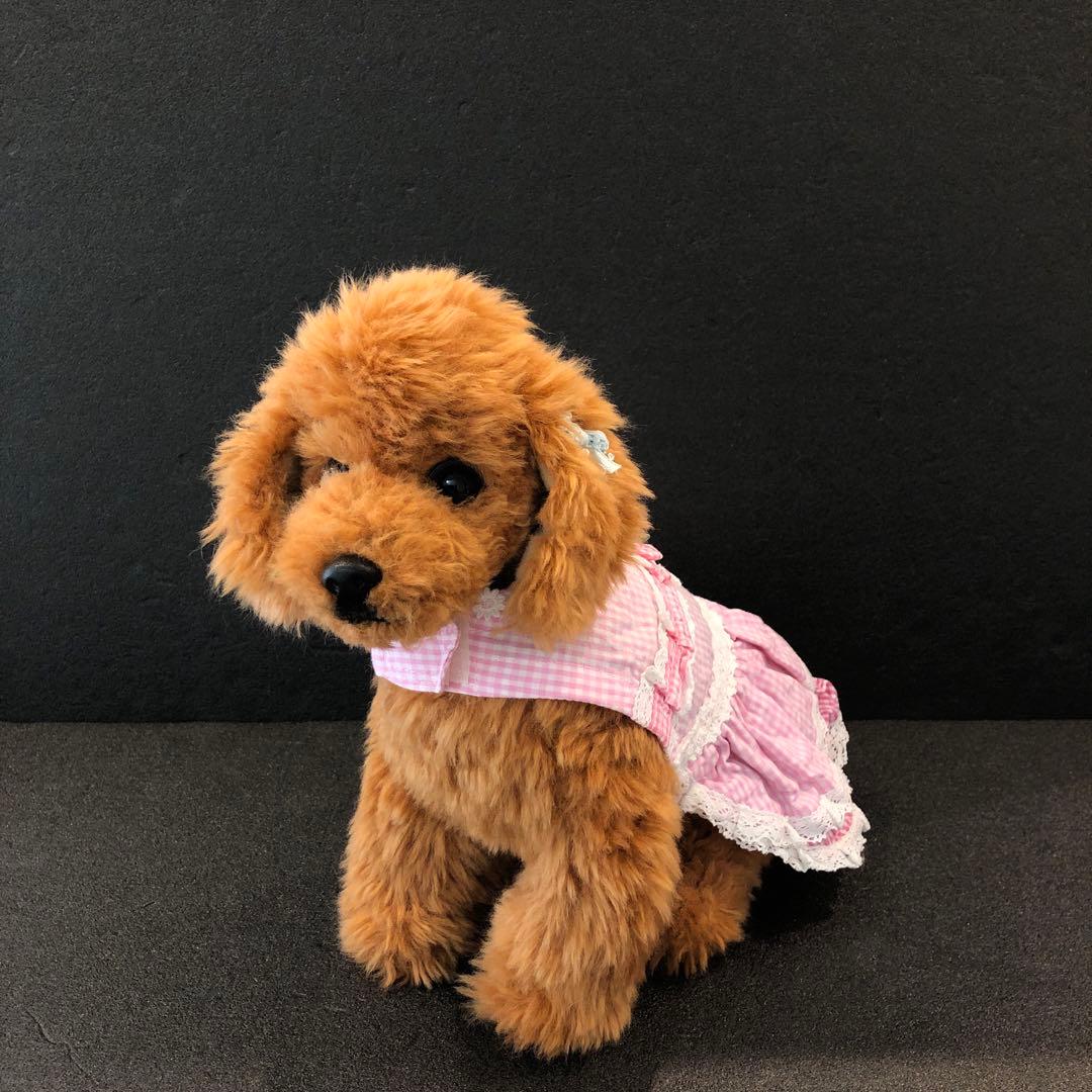 【新品】トイプードル お座りぬいぐるみ お洋服2枚付き H27cm