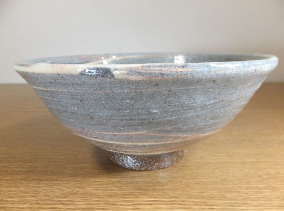 真作保証 高鶴淳 (淳一) 自作 薪窯刷毛目茶碗 コレクター放出品 福岡県