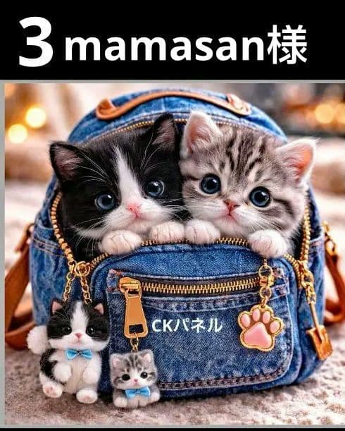 オーダーページ　ハンカチ583 デニムねこちゃん柄ハンドメイド3/17