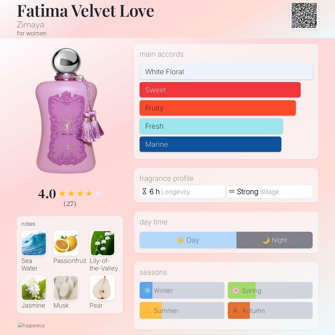 Fatima Velvet Love Zimaya 香水 100ml