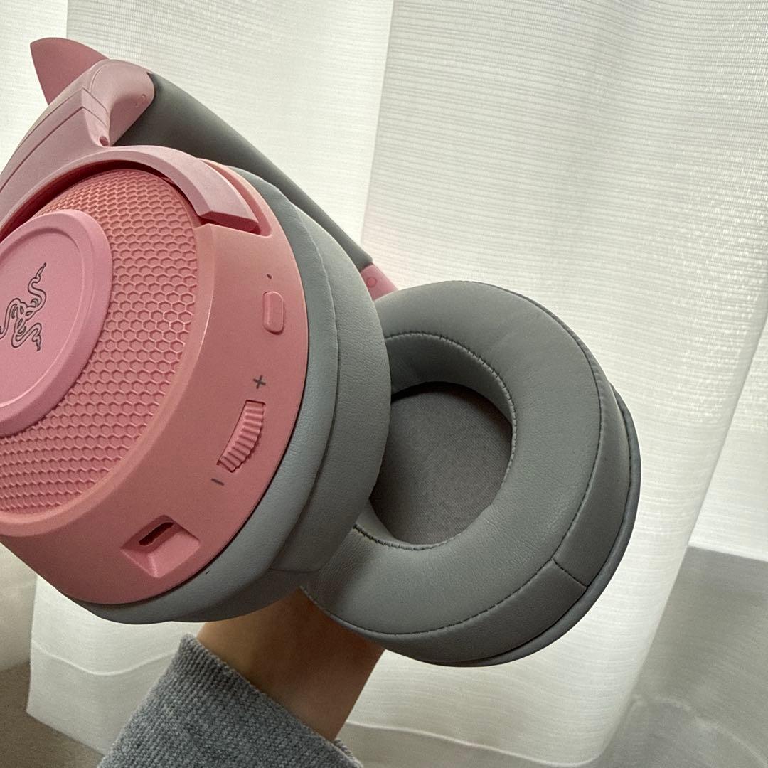 Razer ピンク 猫耳 ゲーミングヘッドセット+ ヘッドセットスタンド