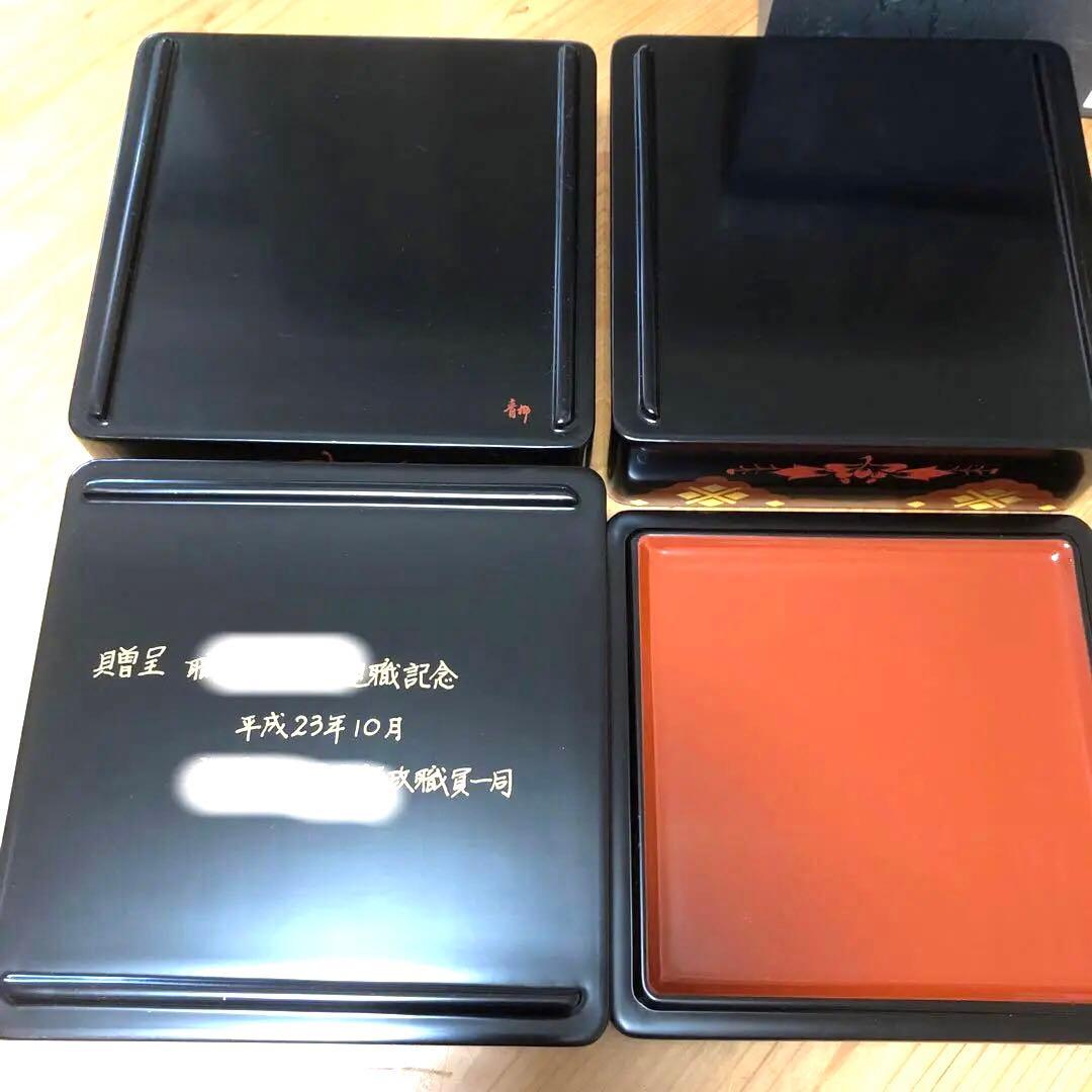秀衡塗　丸三漆器　牡丹　6.5寸　三段重　重箱