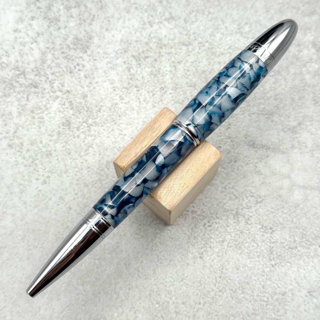【極美品】MONTEVERDE ボールペン ブルーマーブル柄 シルバー金具