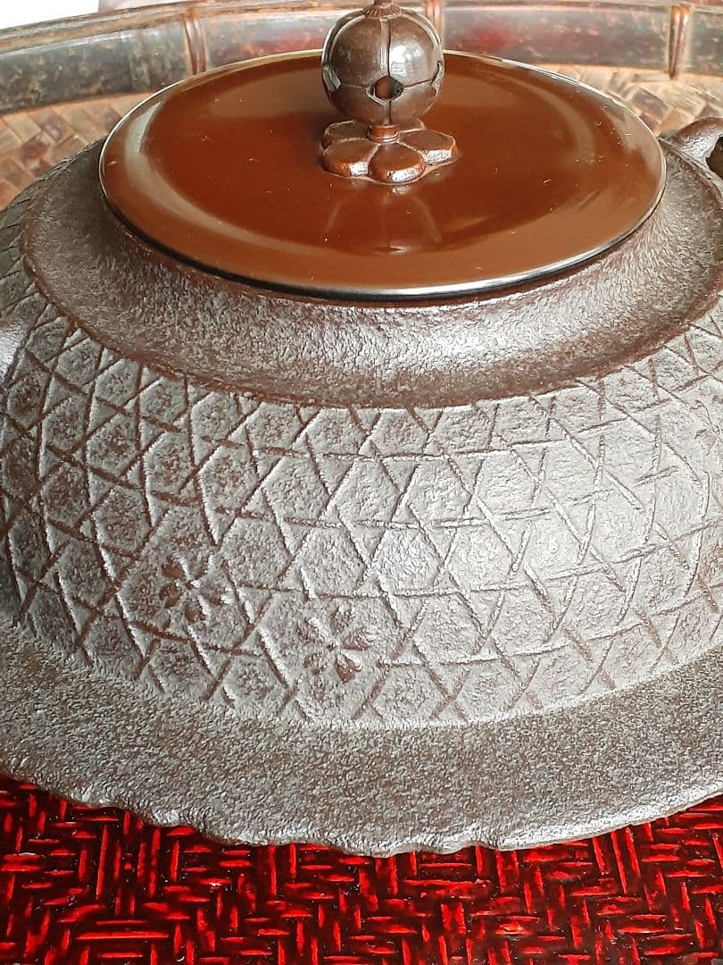 透木釜【桜川地紋】佐藤清光/伝統工芸品 茶道具 炉釜 釜鐶 茶釜 鉄瓶 骨董