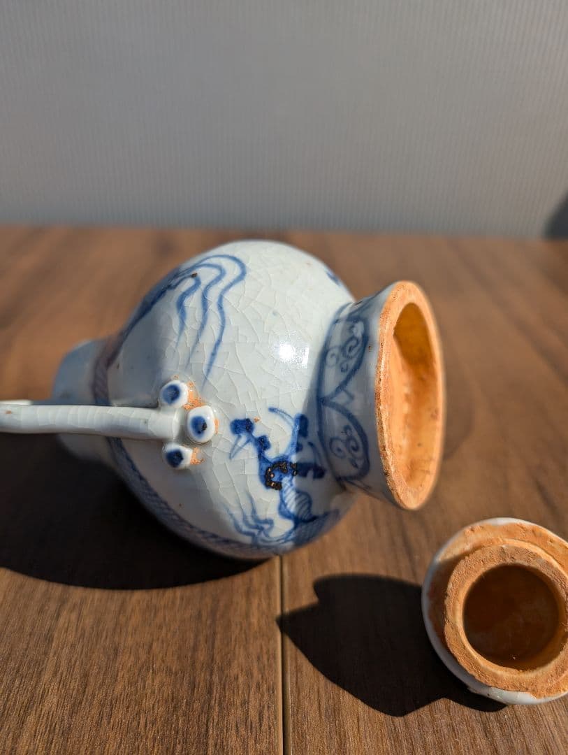 染付 龍紋 高さ約13.5cm 陶磁器 中国古玩