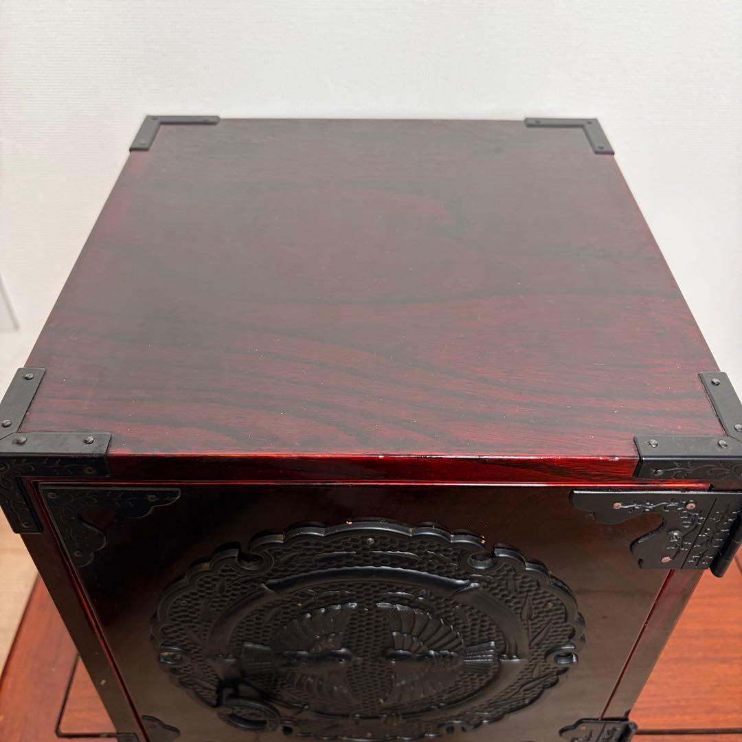 【渡辺家具店】仙台箪笥 鳥 小箪笥 引き出し 欅 木地呂漆塗 鉄金具 鍵付き