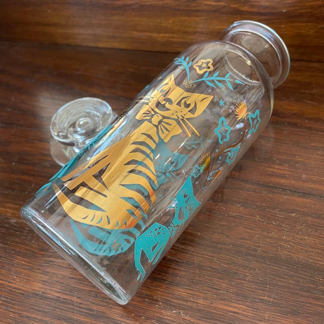 希少！50's　アメリカンアンティーク　CAT猫　ネコのガラス容器　USA雑貨