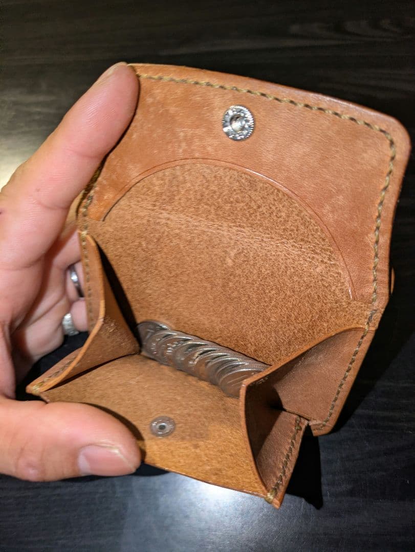 イタリアンレザー マネークリップ式 コンパクトウォレット 革財布 ハンドメイド4