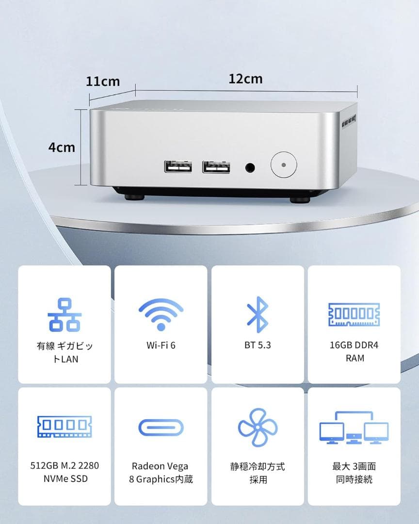 ミニPC Getorli Mini PC Ryzen5 3550H 16GB 512GB