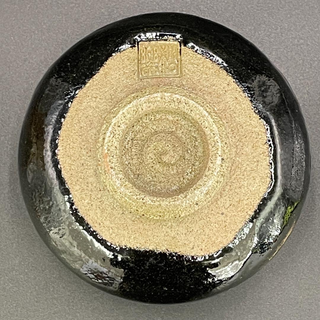 美品 佐々木松楽 作 黒楽抹茶碗 銘「洗心」高橋悦道 書付 R8SA80