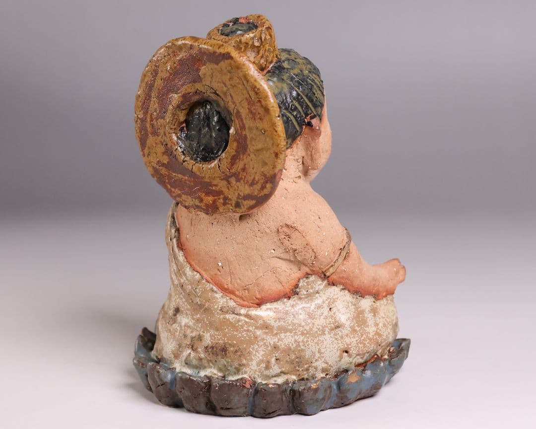 【MB323】陶人形 造形作家 ささきようこ作 供養尊 置物 共箱 土人形 仏像