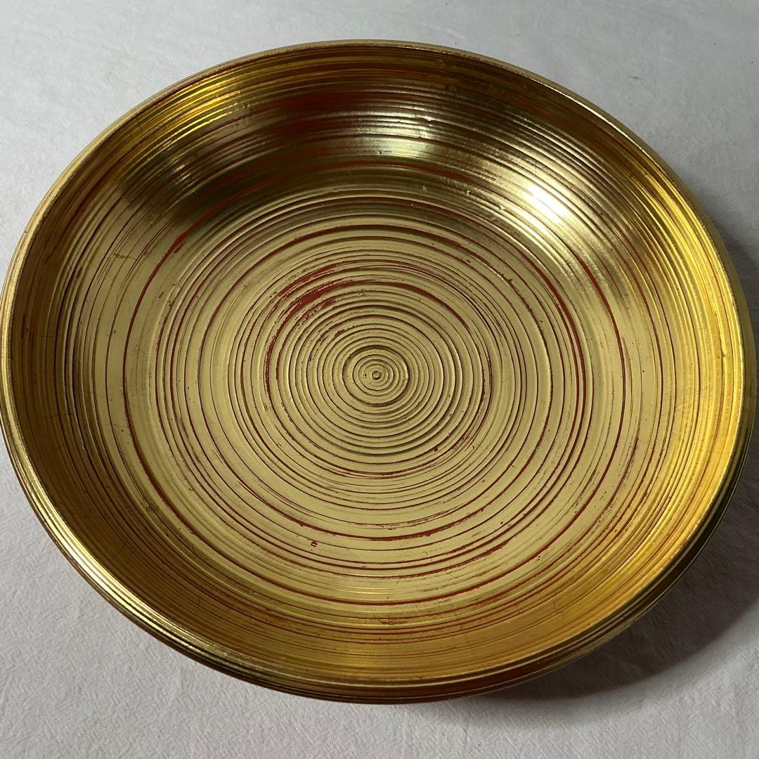【最高級 京漆器】象彦 菓子器「朝陽」共箱付 直径22.5cm 金彩 朱塗