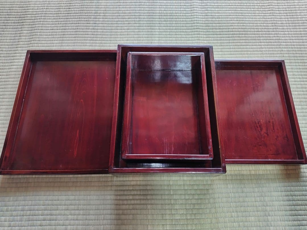 伝統漆器　木箱　道具箱　文箱　入れ子式　　大中2個