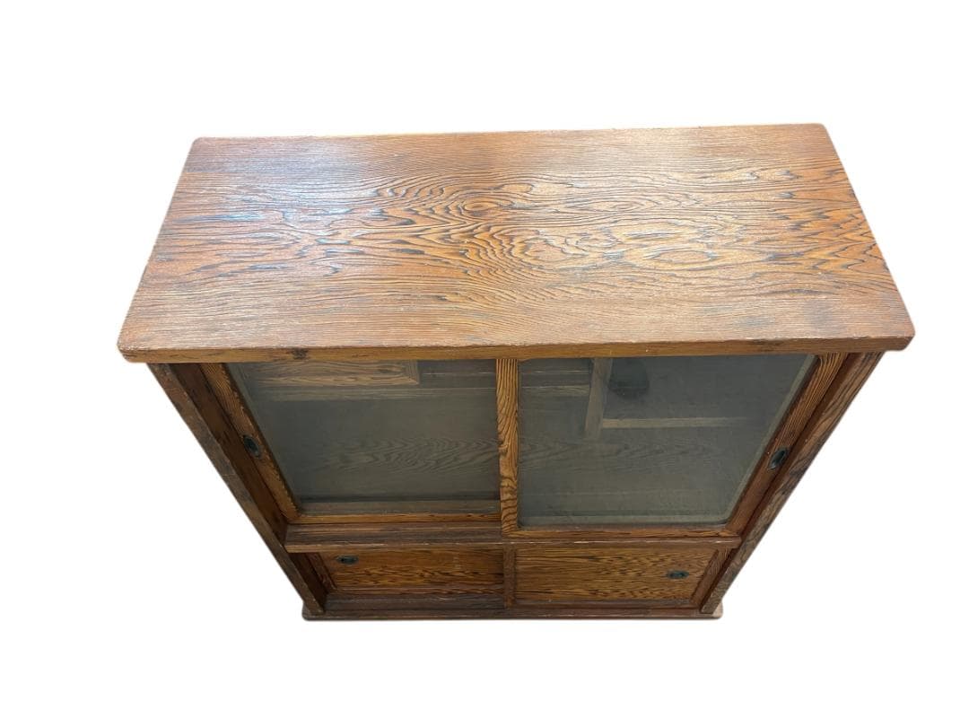 茶箪笥 レトロ 家具 飾り棚 W80xD35xH90cm 引取り歓迎 神奈川