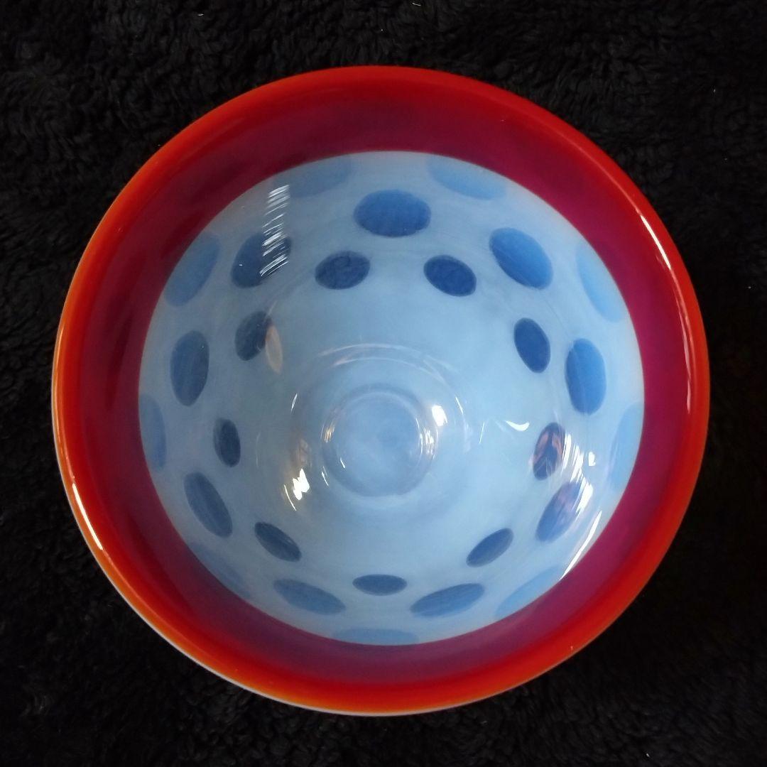 氷コップ　水玉　赤　レッド　レトロ　昭和