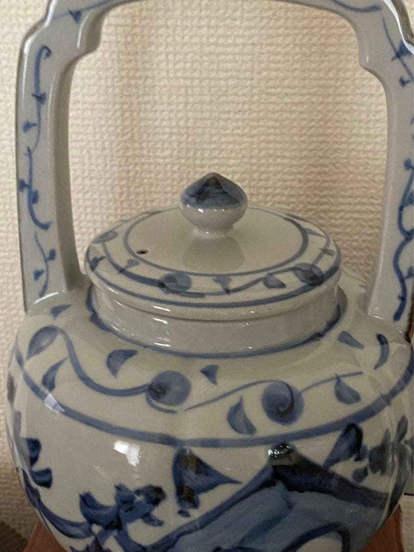 煎茶道具青花 染付 旧家蔵出茶器急須　陶器　古玩年代品
