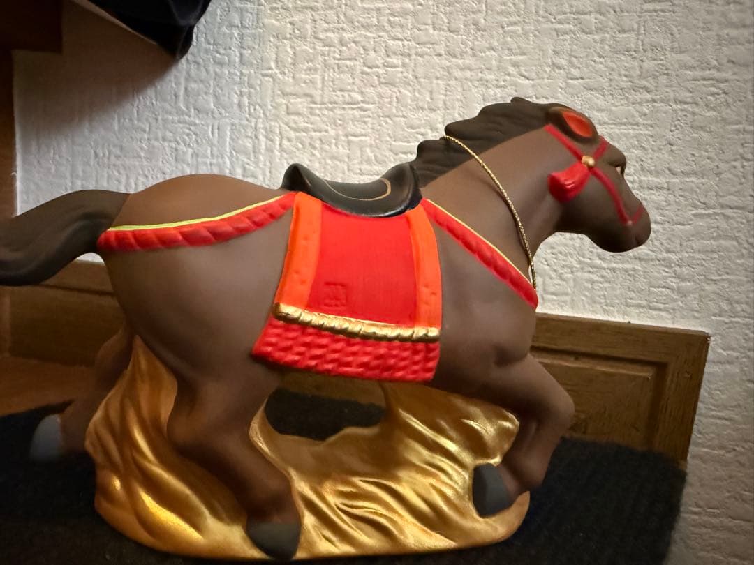 干支 午 置物 馬 陶器 縁起物 開運 金運 福 インテリア 大型 飾り 美品馬
