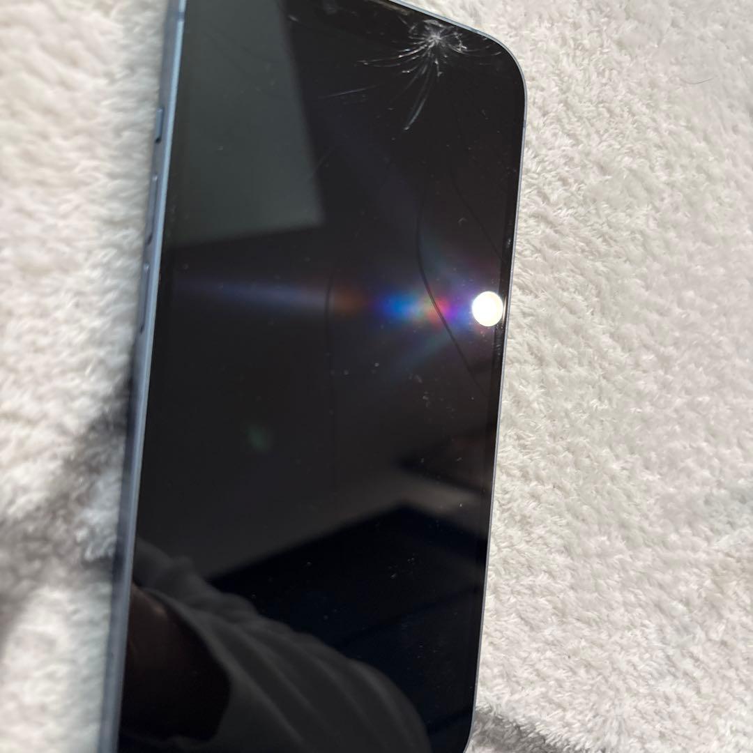 Apple iPhone 14ブルー 本体 画面ひびあり