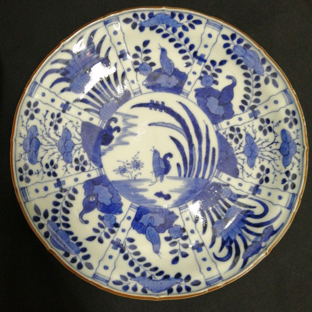 美品　古伊万里　染付 芙蓉手　 角福　大皿　アンティーク