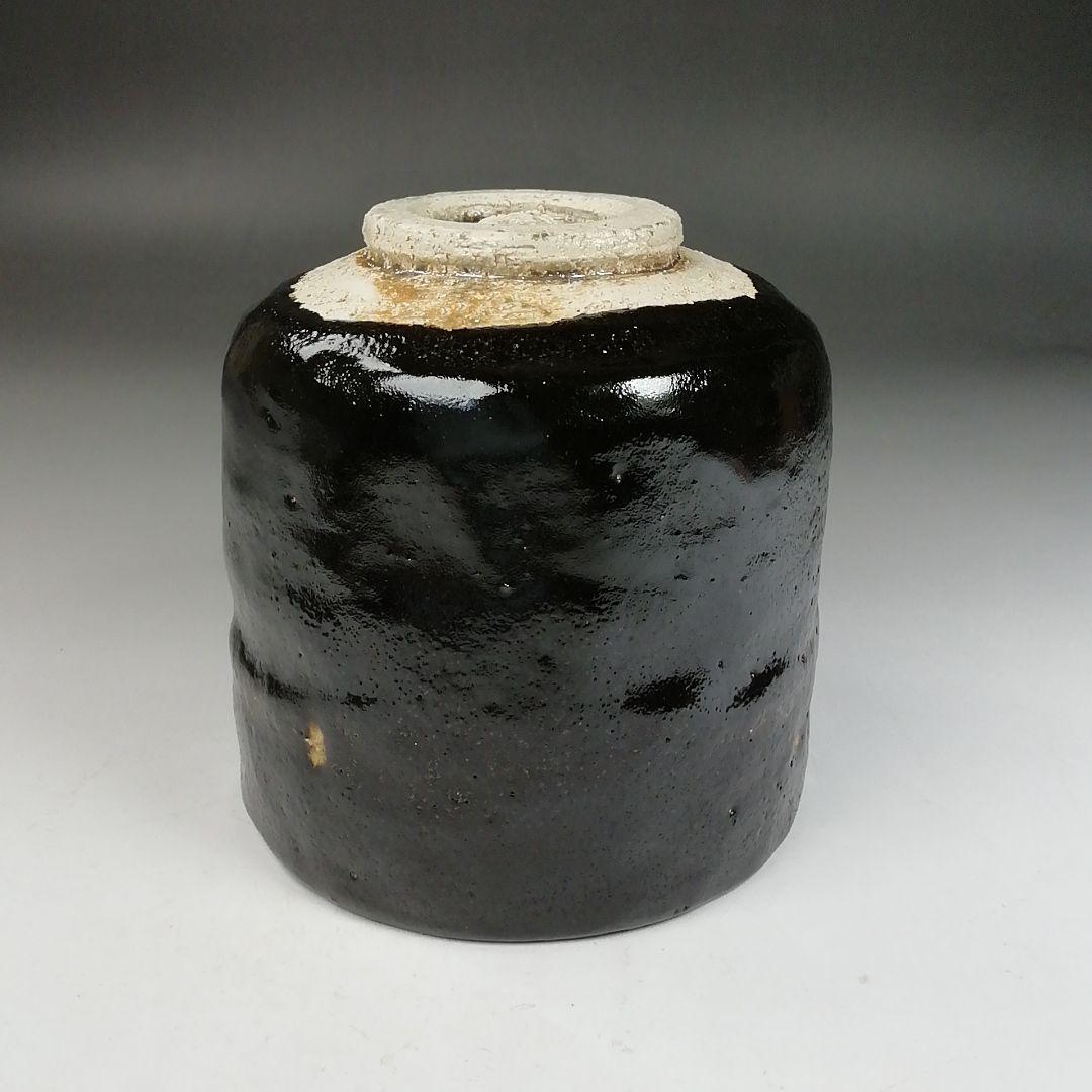 Ｗ１６２　茶碗　『黒楽　筒茶碗』『緑山 造』　共箱　抹茶碗　茶道具