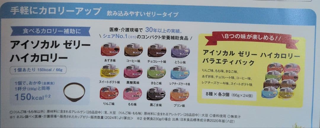 アイソカルゼリー ハイカロリー 8種類×3個入り