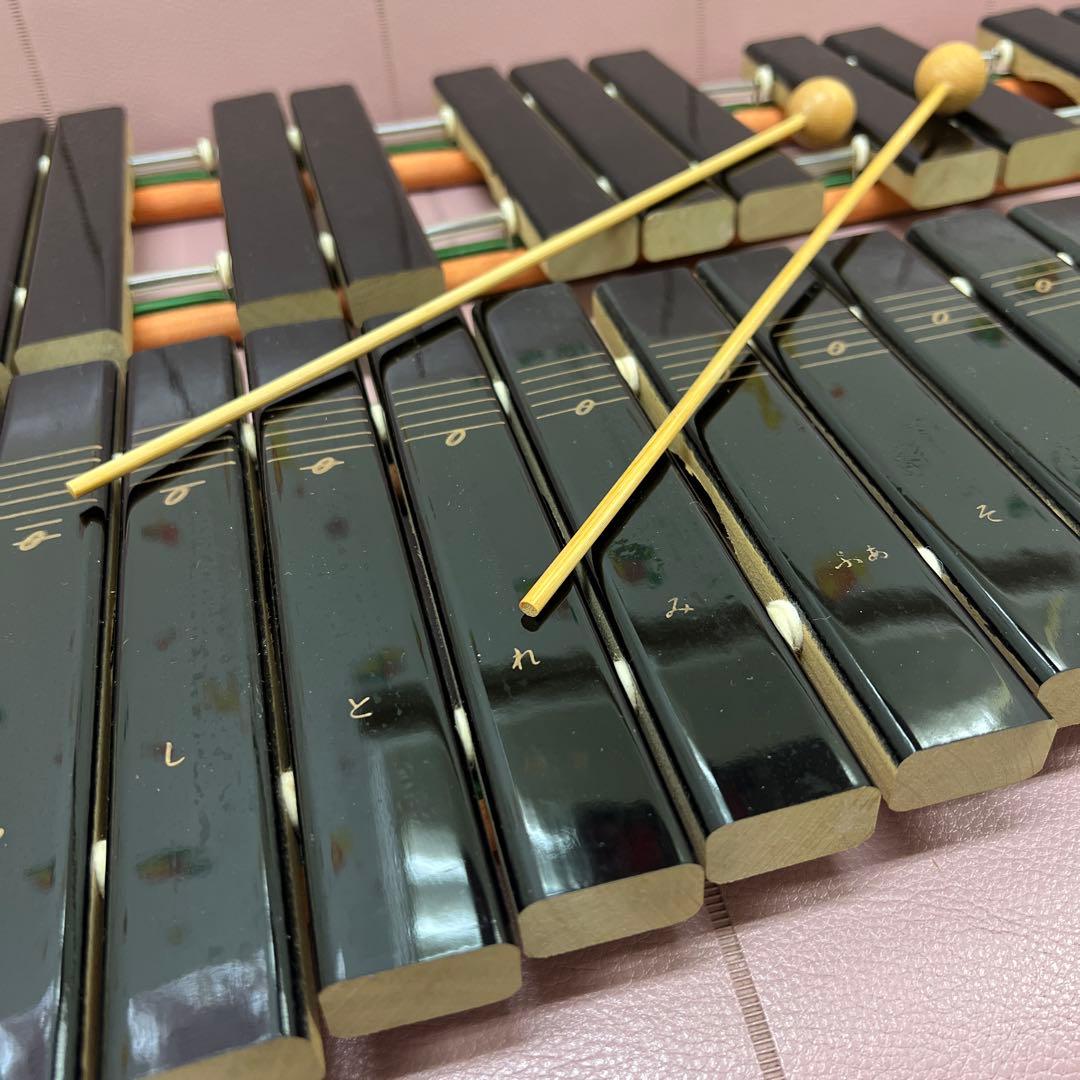 ヤマハ　木琴 シロフォン 黒色 音階付き マレット2本付き