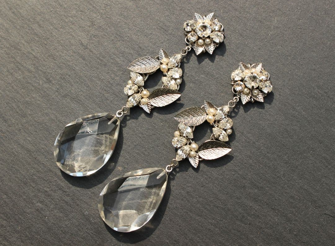 水晶 スワロフスキー ボタニカル リーフ パール ウェディング アクセサリー