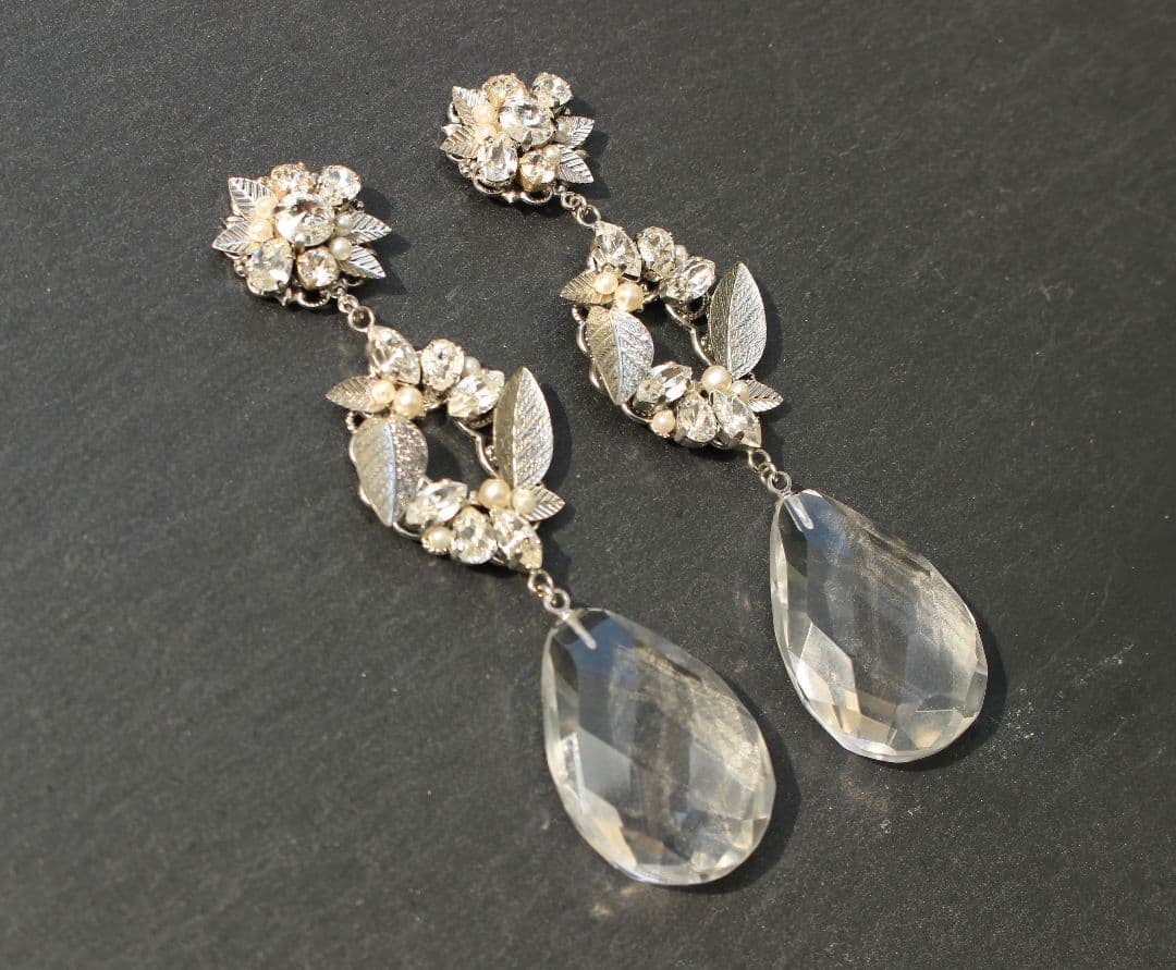 水晶 スワロフスキー ボタニカル リーフ パール ウェディング アクセサリー