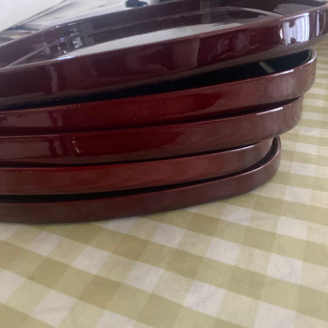 漆器 赤い四角形の膳 5枚セット