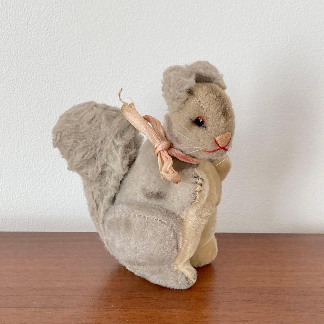 リス　グレー　ぬいぐるみ　ドイツ　ヴィンテージ
