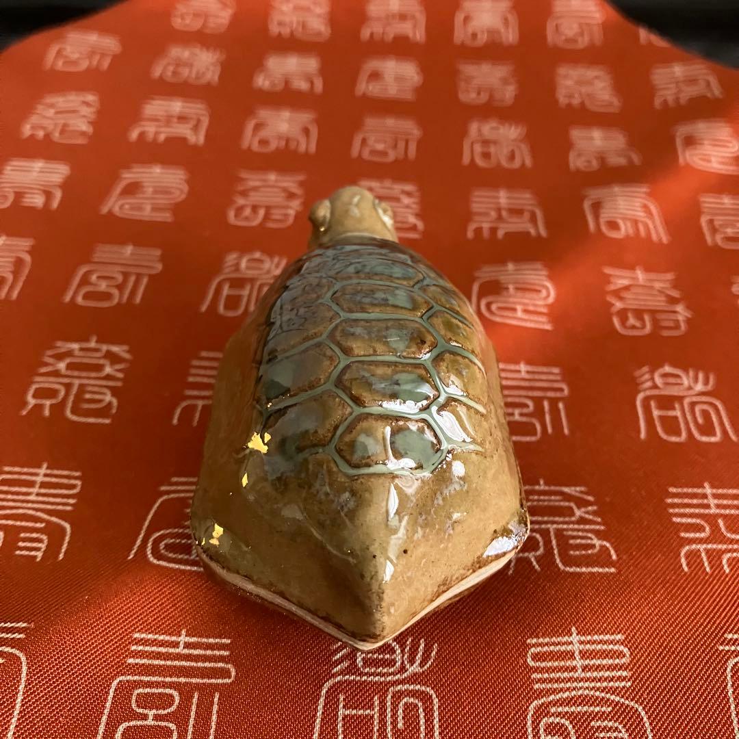 茶道具高取焼 十四代亀井味楽造 亀香合 共箱