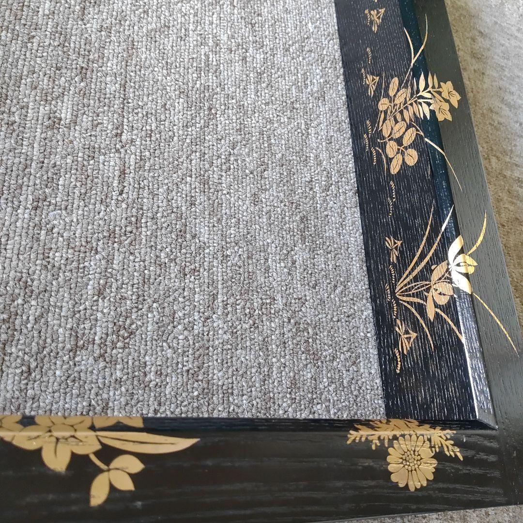 ご*た様 漆塗り金蒔絵（きんまきえ）炉縁／釜縁　草花文様（和風木製フレーム）