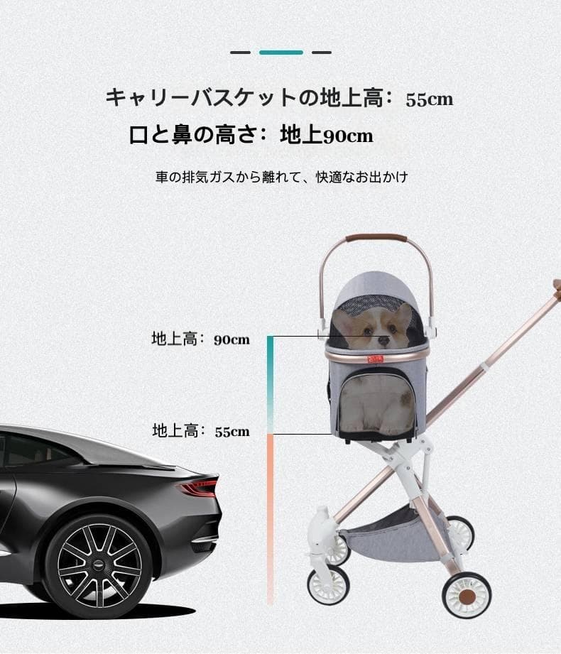 コンパクト軽量ペットカート（特許トップ折りたたみ式）
