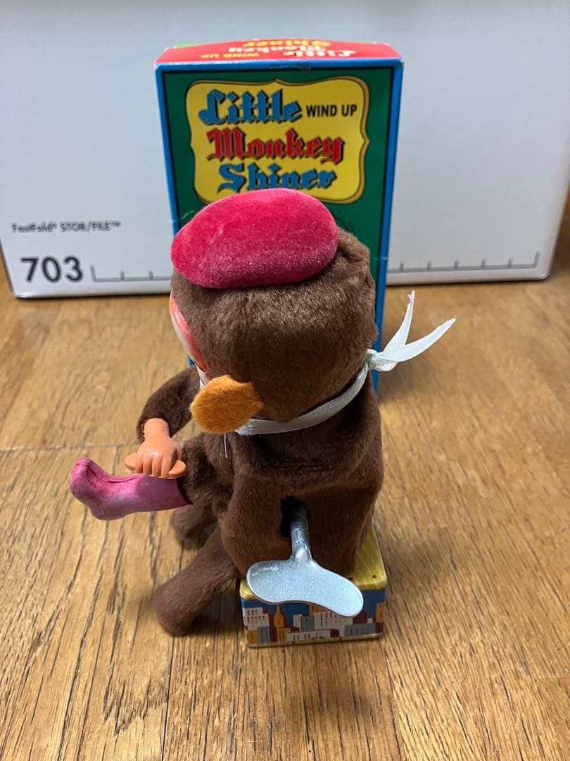 昭和レトロ ブリキ ゼンマイ リトルモンキー 靴磨き
