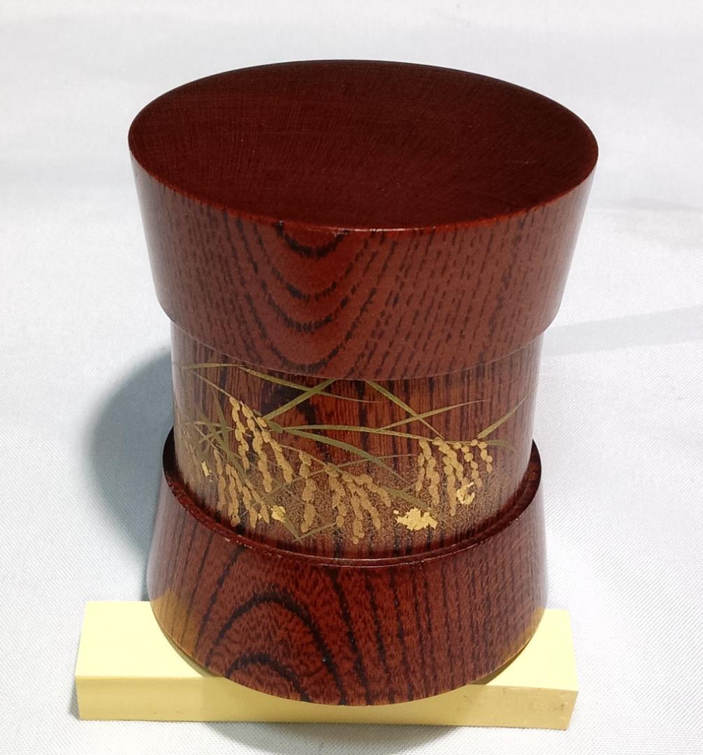 茶道具　越前蒔絵師　中林星山作　摺漆塗稲穂に雀蒔絵杵形茶器　超美品！！