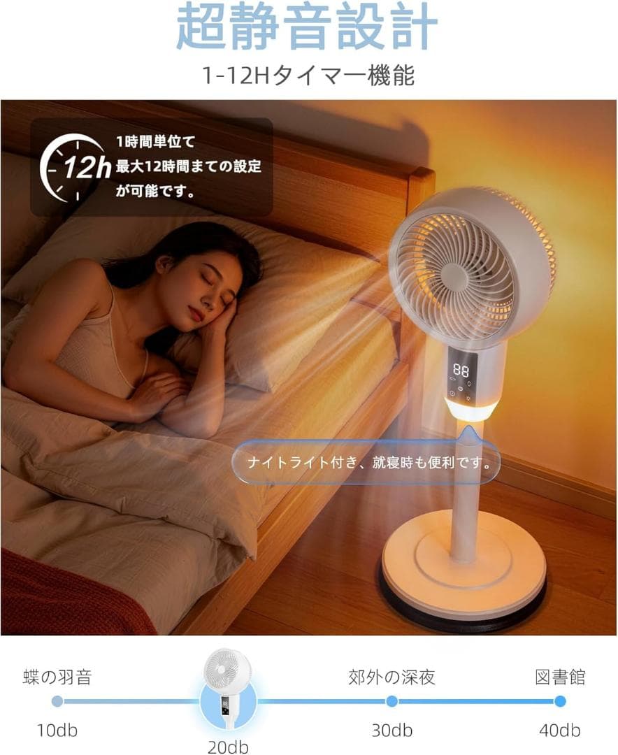 サーキュレーター❣️扇風機 静音 省エネ DCモーター搭載 360°自動首振り