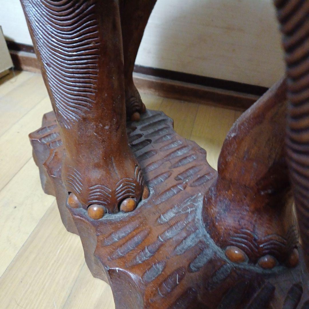 置物 オブジェ インテリア 木彫り 象 木彫 彫刻 工芸品　大きめ