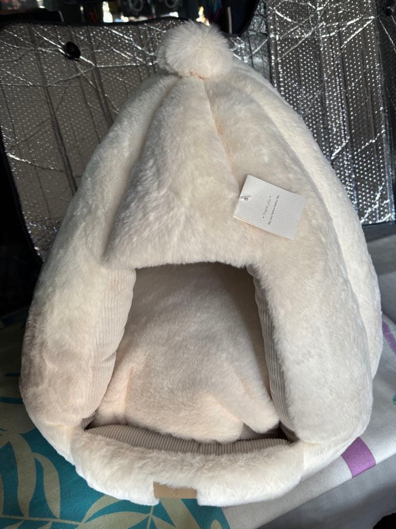 美品！　ファードーム型セミクローズドファーペットハウス クッション付